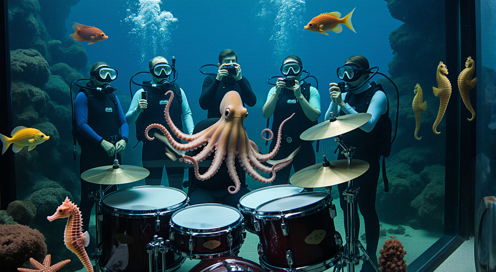 Octopus Drummer Rocks Underwater Concert&nbsp;Scene