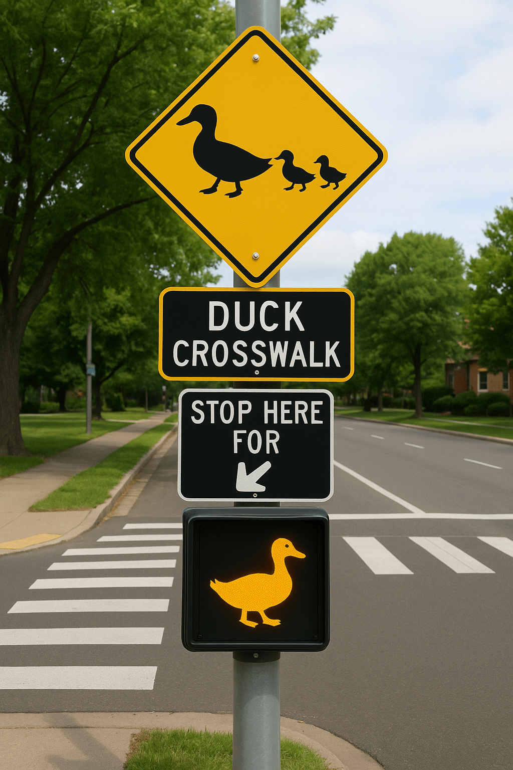 Town Installs First Duck Crosswalk, Complete with Quacking Traffic&nbsp;Signal