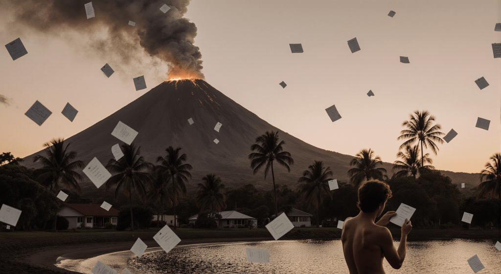Pacific Volcano Erupts with Apology Notes, Not Ash