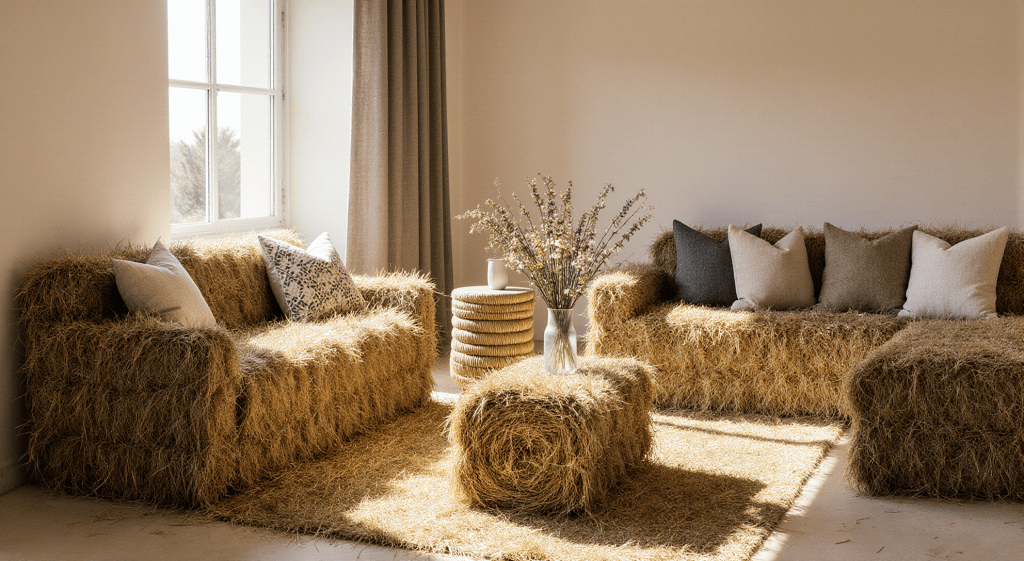Hay Bale Furniture Makes Farmhouse Minimalism the Itchiest Trend
